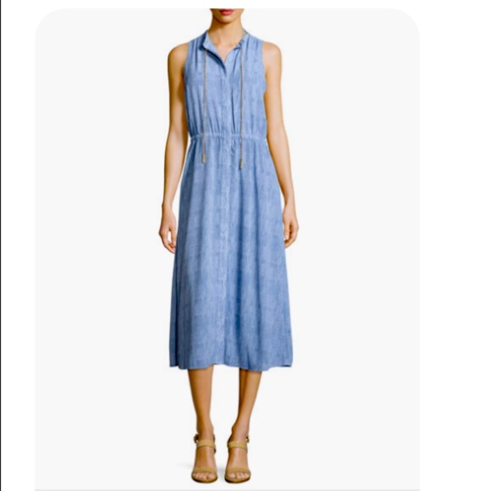 NWT MICHAEL KORS Sleeveless MIDI Dress with Gold Chain Trim - Large